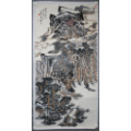 江苏省国画院副院长,当代著名画家薛亮秋山云涛图真迹