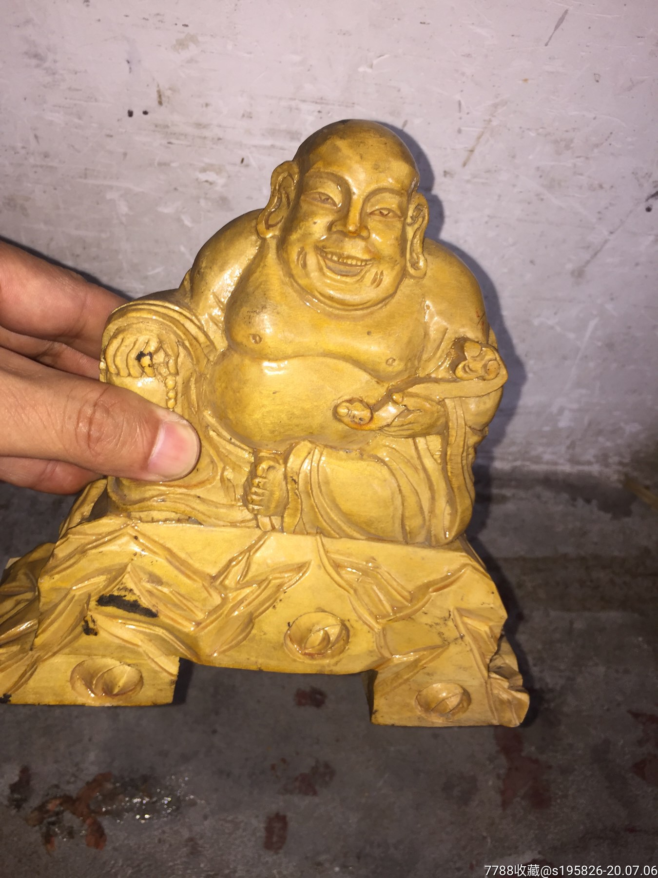 布袋和尚木雕刻摆件-木佛像/人像-7788收藏__收藏热线