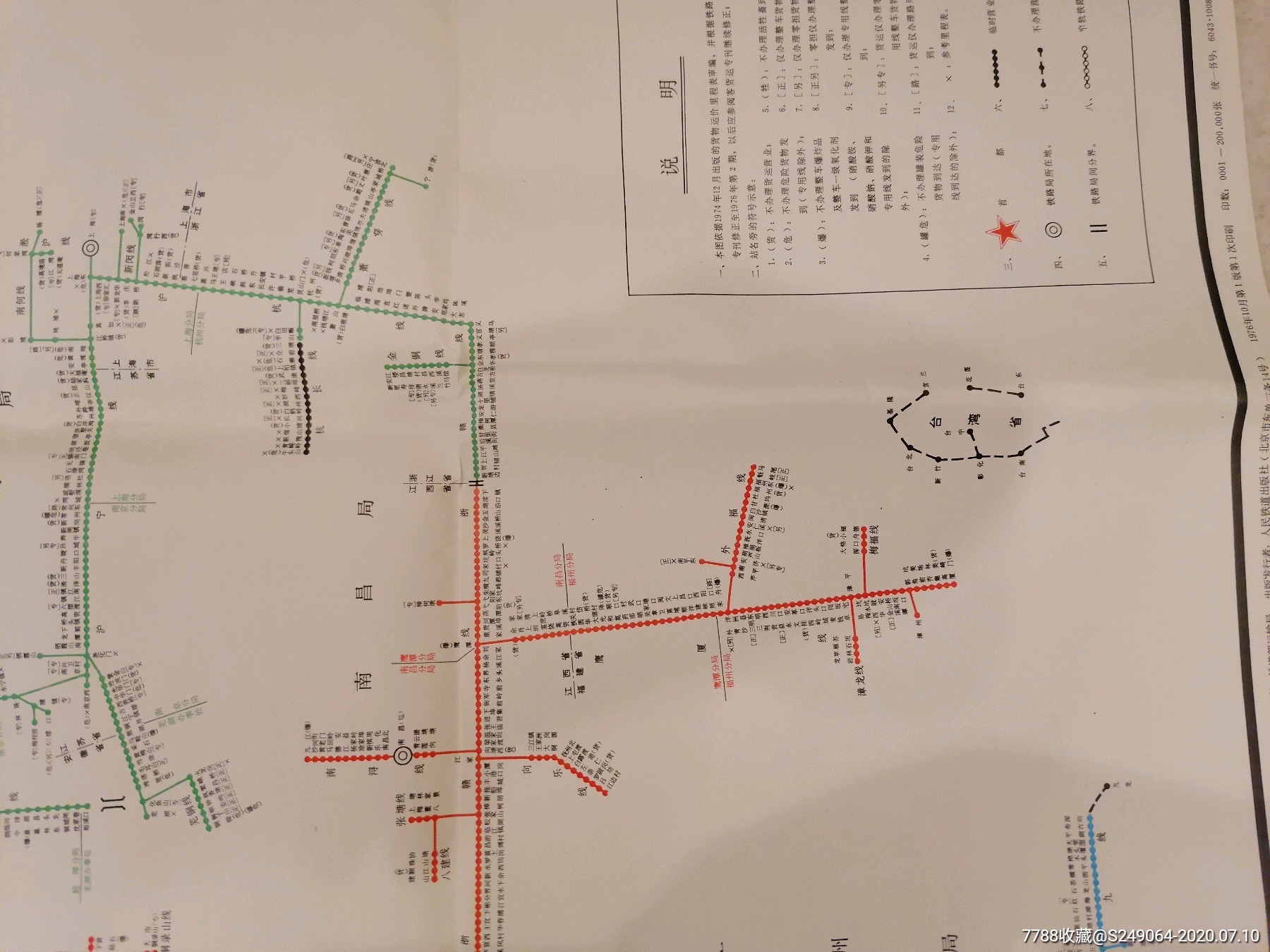 全国铁路示意图,品相好