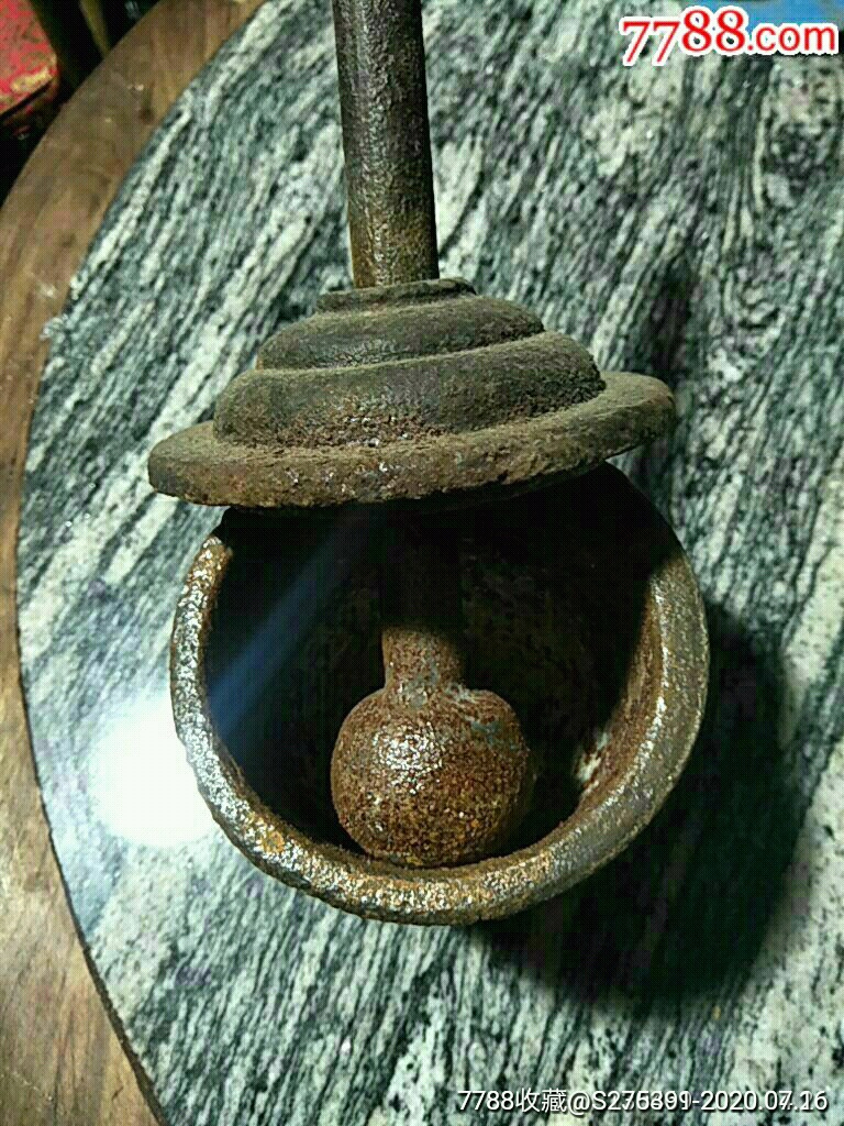 清代铸铁捣药罐一套