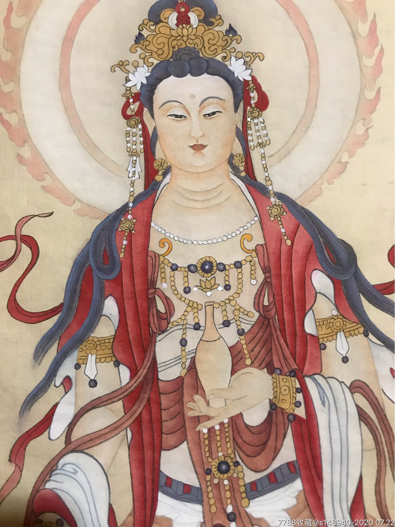 纯手绘工笔画佛像75*50.可落款,捡漏