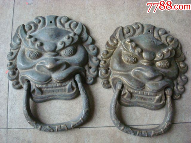 重3斤铜兽头铺首