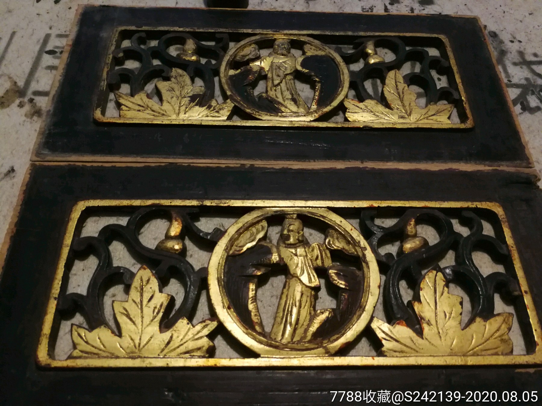 镂空木雕花板一对