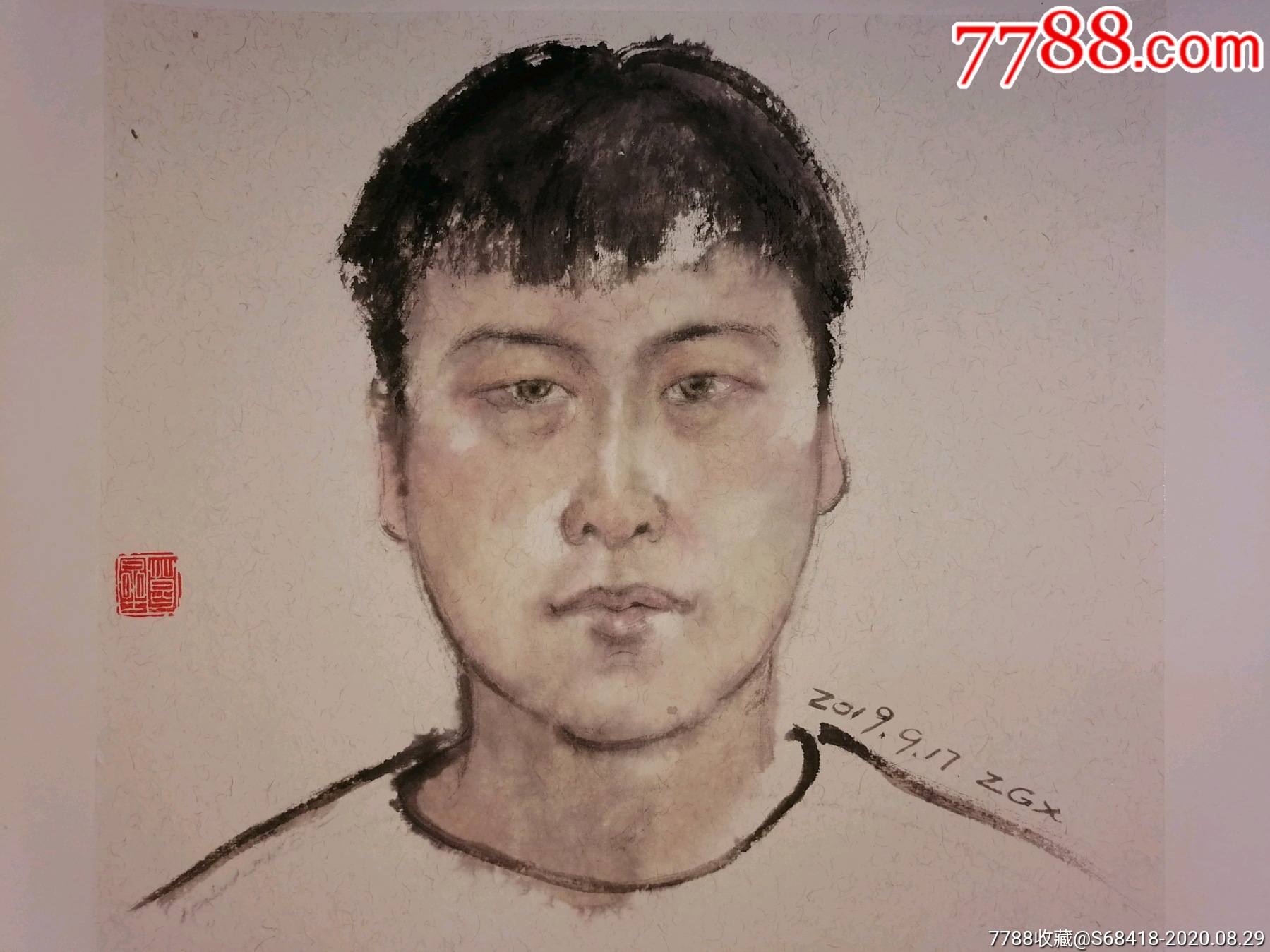 画家厚纸本拓片国画男肖像图低价拍售完为止国画作品uwpyq