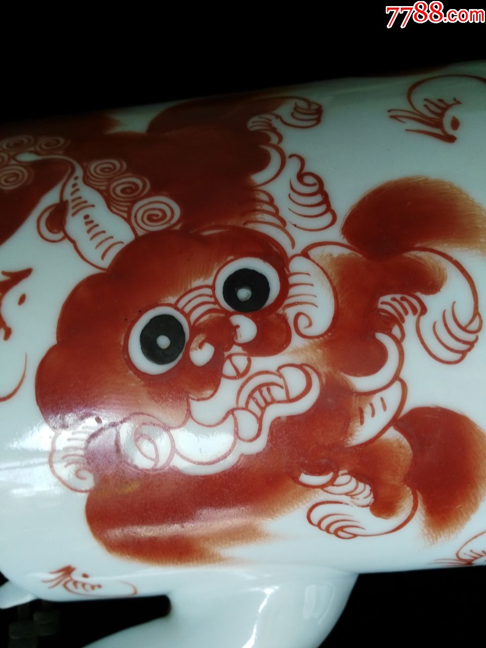 民国余茂盛---手绘红绿狮子太师少保--提梁壶