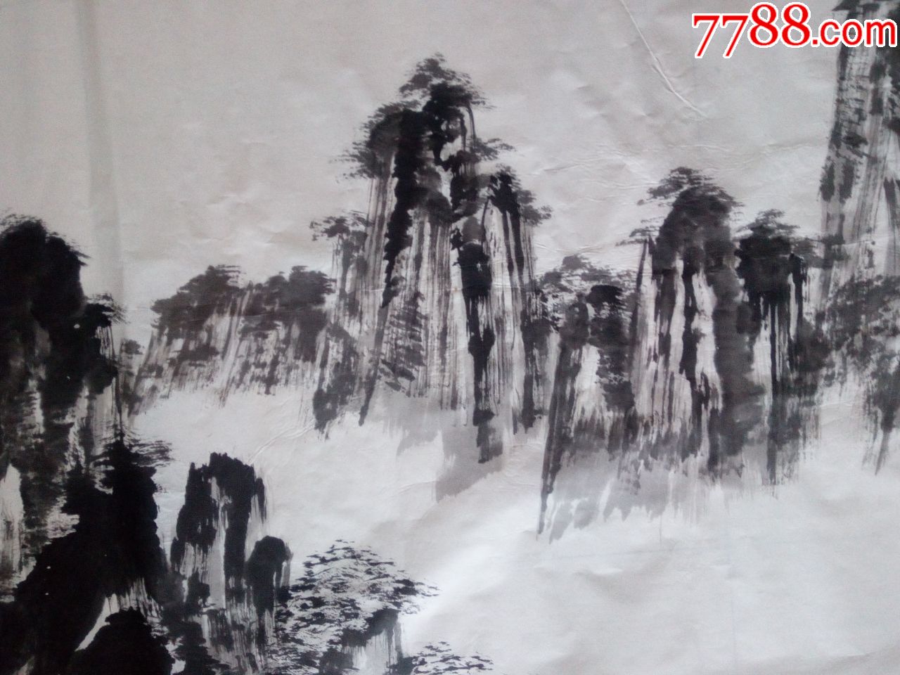 六尺水墨山水写意国画无款