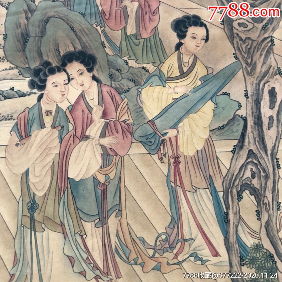 低拍唐寅字画国画唐伯虎人物画仕女图名人书画古画挂画装饰画画芯