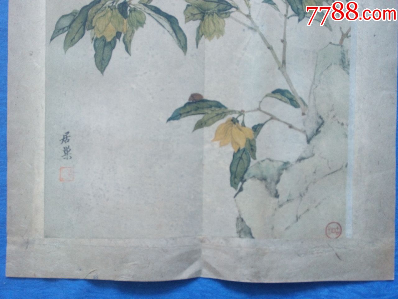 清代画家居巢国画精品印刷品绢布写意工笔花鸟画(居巢居廉兄弟,开岭南