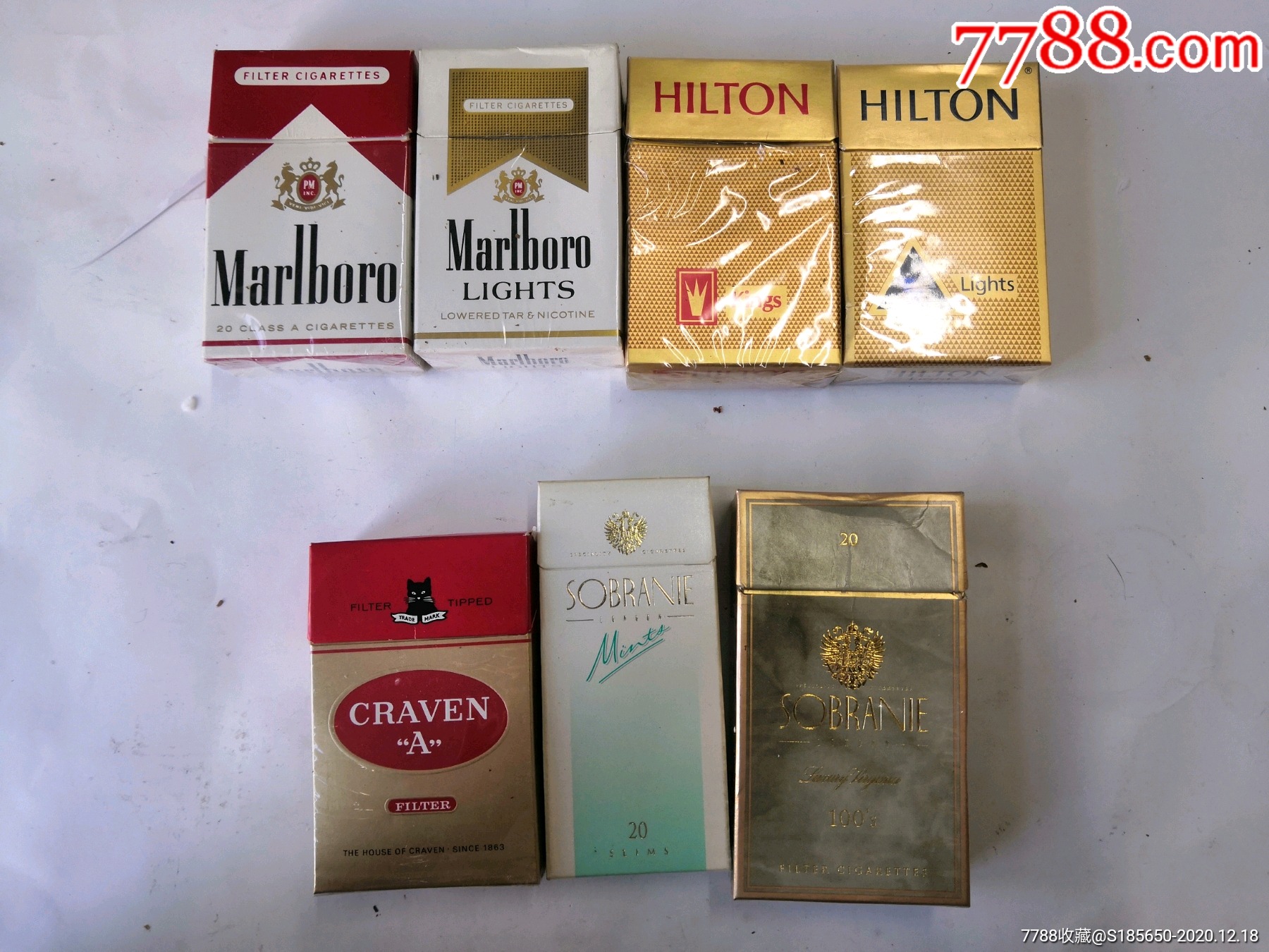 万宝路香烟,希尔顿香烟,黑猫香烟,寿百年香烟(7枚)