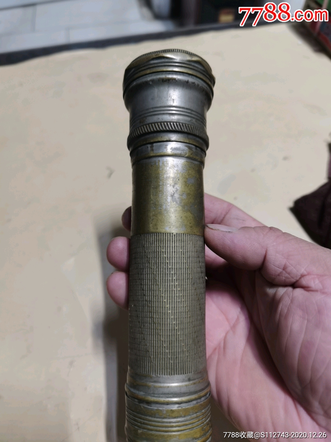 文革虎头牌纯铜怀旧手电筒