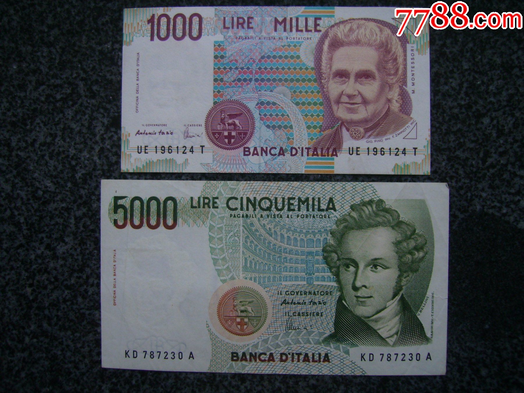老意大利钱币二张合拍(意大利里拉)