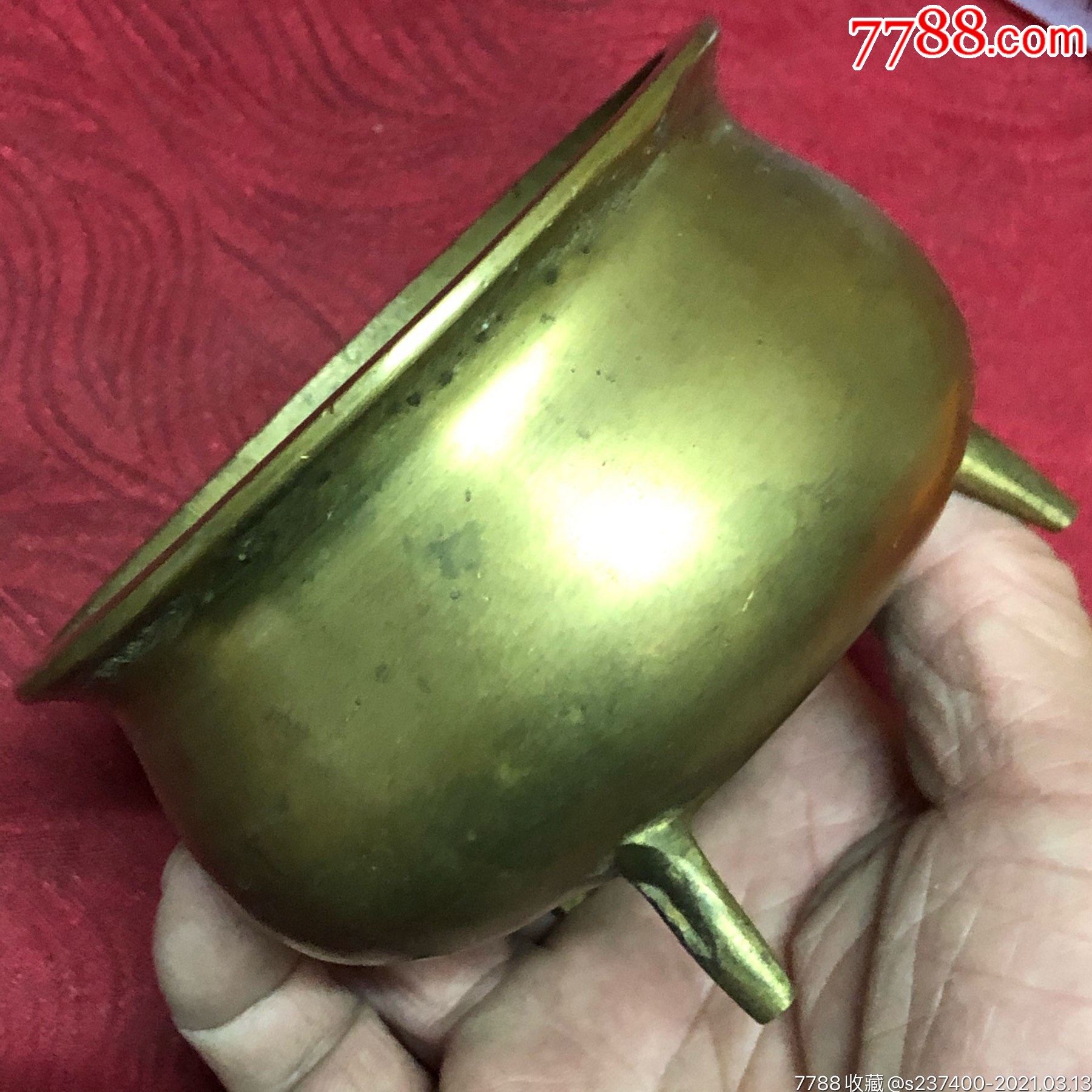 铜香炉民俗土香炉黄铜平口炉小铜炉家用熏香礼佛捐赠保真