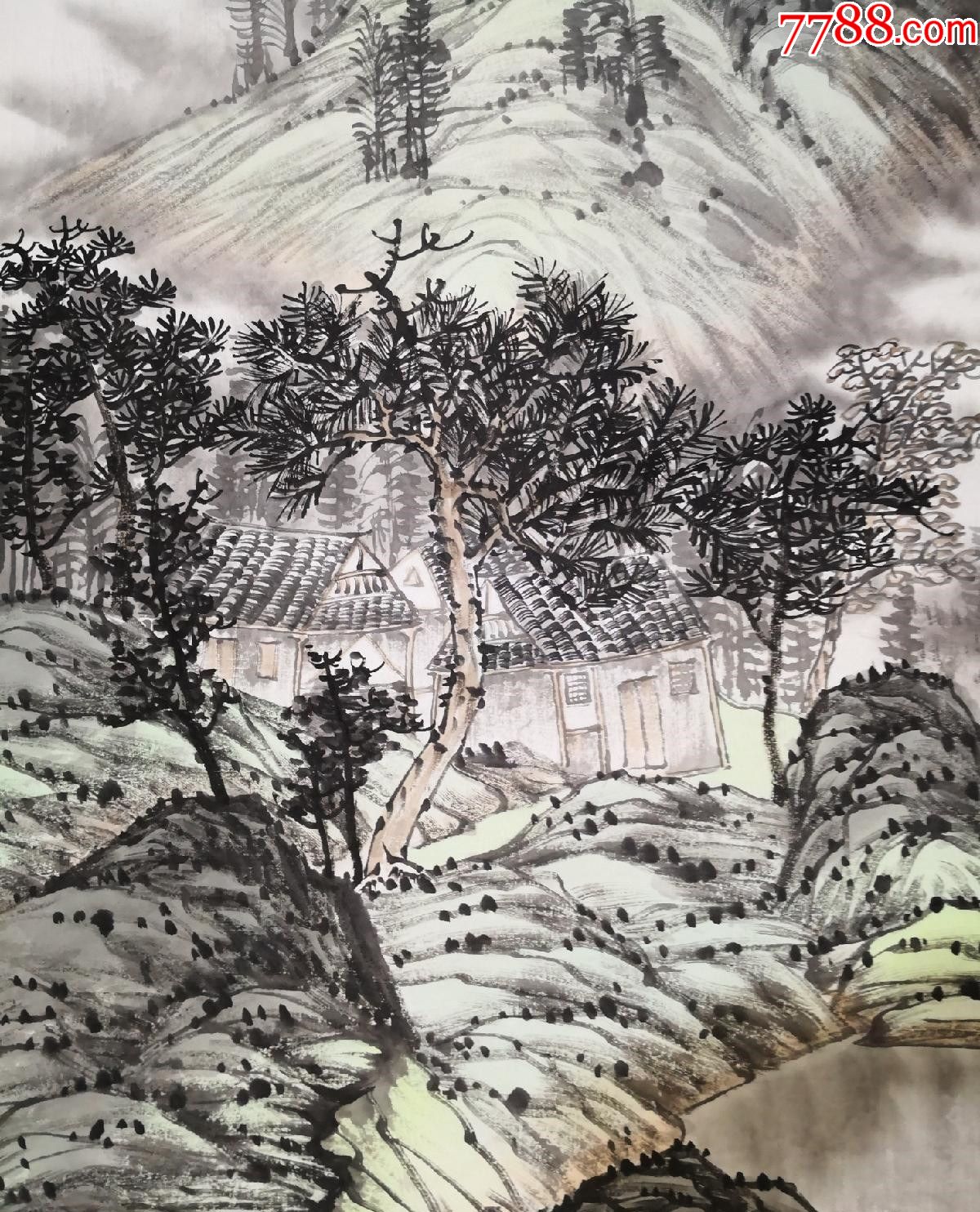 北京工艺美术出版社主编,著名画家贾德江精品山水:溪山雅居d199a