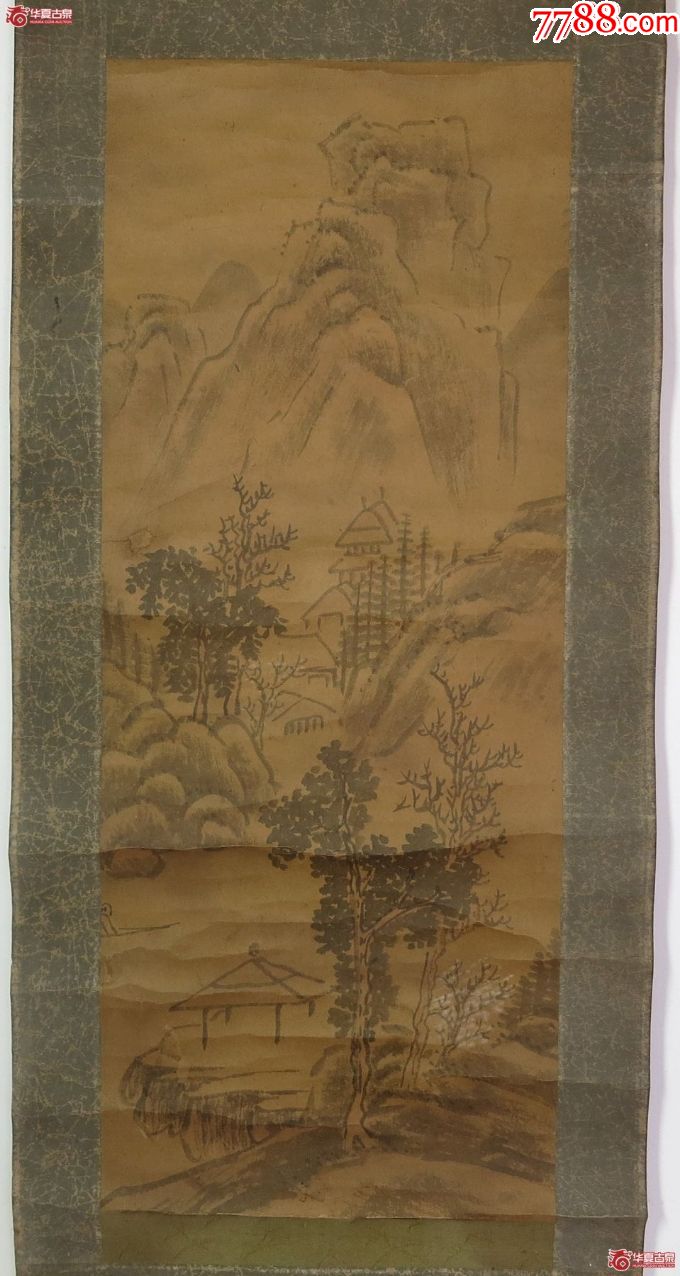清代:石生山水题诗画1幅_花鸟国画原作_第3张_7788字画网