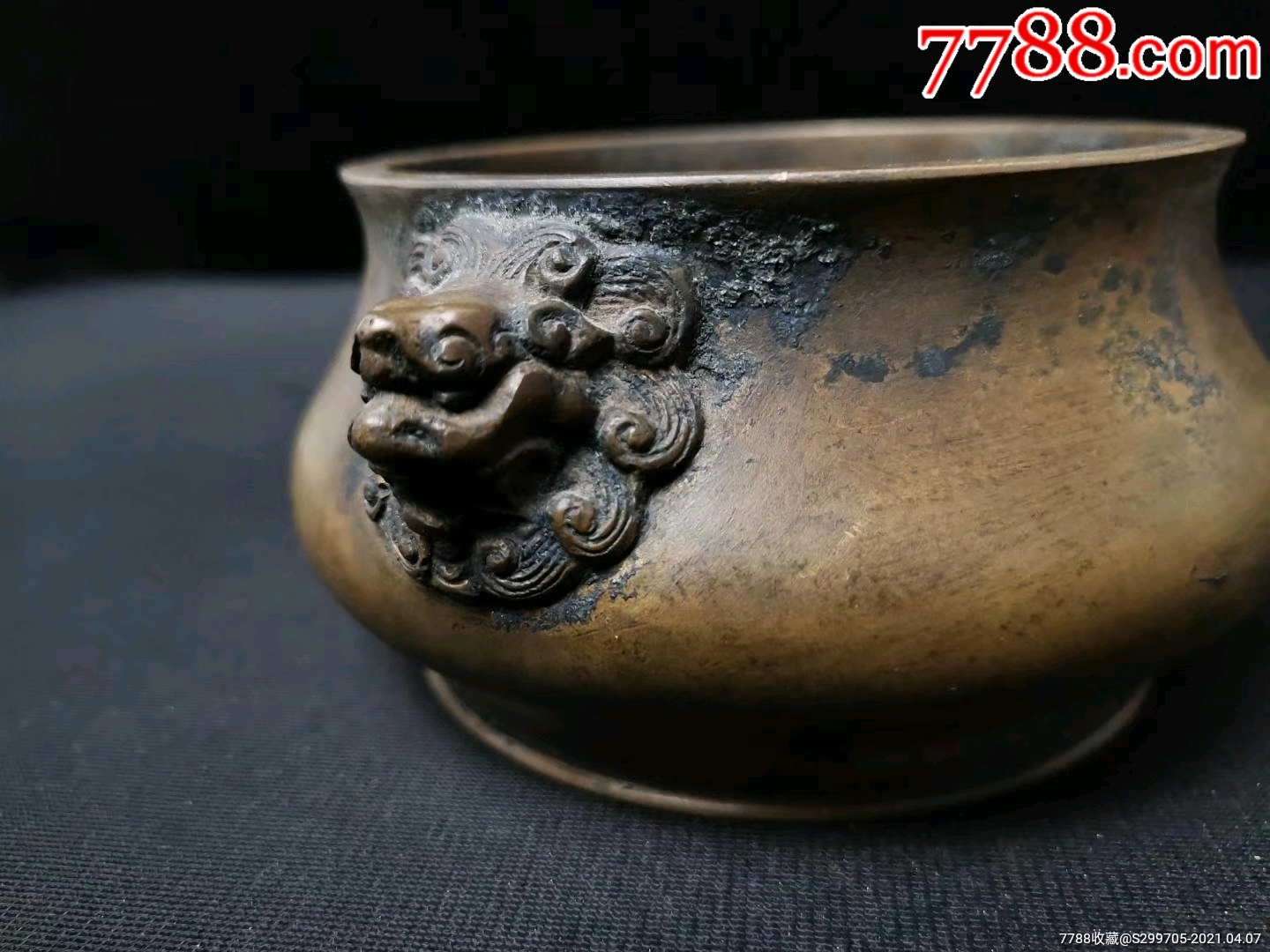 民国仿宣德炉大明宣德年制双龙款,狮耳,品相如图