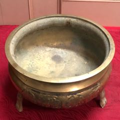 商品名称铜香炉民俗土香炉黄铜平口炉小铜炉品好家用熏香礼佛捐赠保真