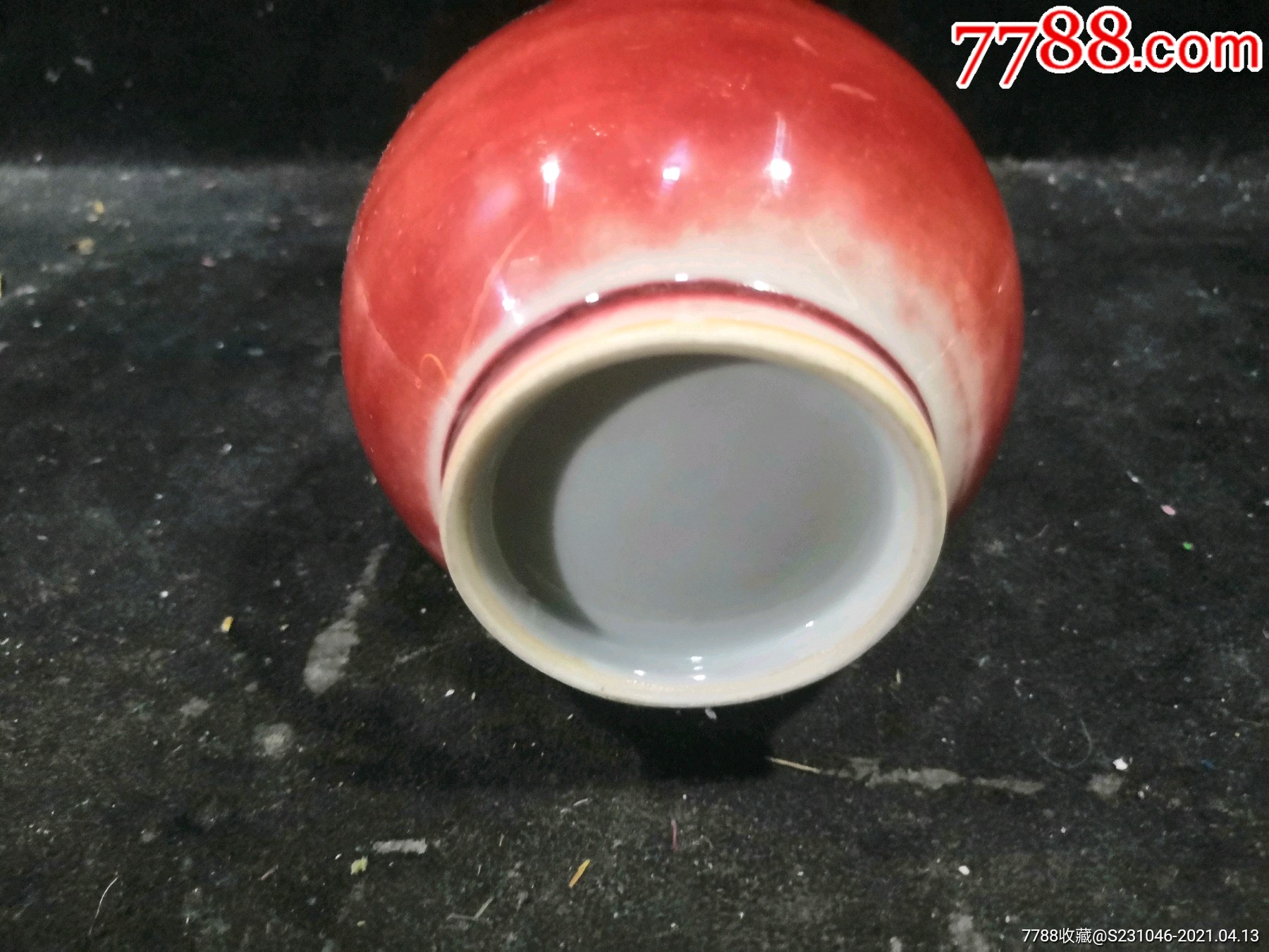 早期建国瓷厂郎红蒜头瓶_红釉瓷_第7张_7788玉器收藏