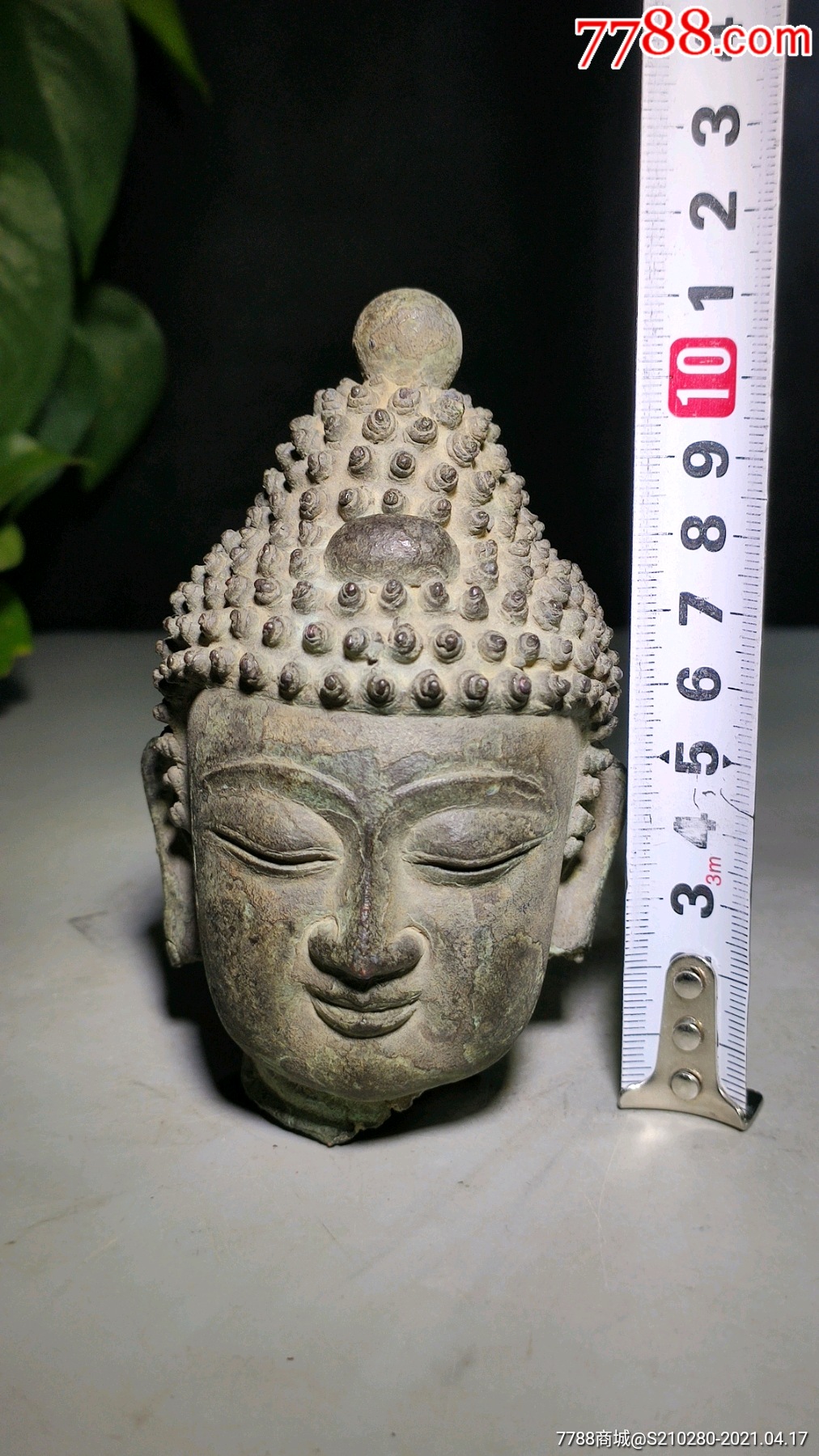 精美铜佛头!造型独特!开脸祥和!五官清晰!皮壳老辣!十分精致!