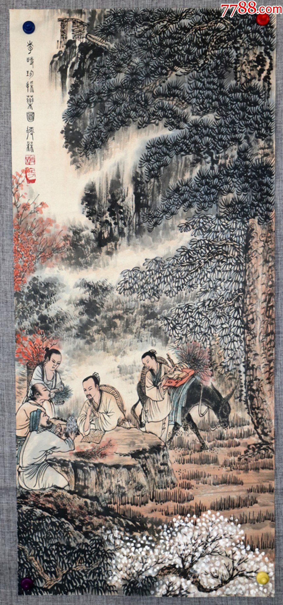 巴蜀知名画家伍瘦梅山水画李时珍采药图_山水国画原作_笃雅居【7788收