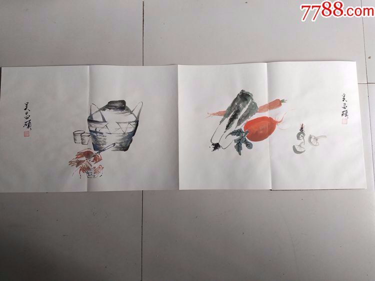 张)图片_近代大师吴昌硕手绘花鸟风景画册_ma278541_原画/原稿_花鸟