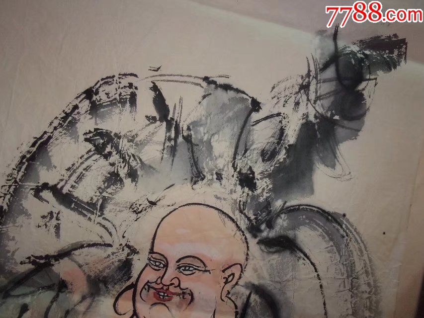 墨道山人画的弥勒佛布袋和尚水墨人物画国画文人画写意画,很好卖