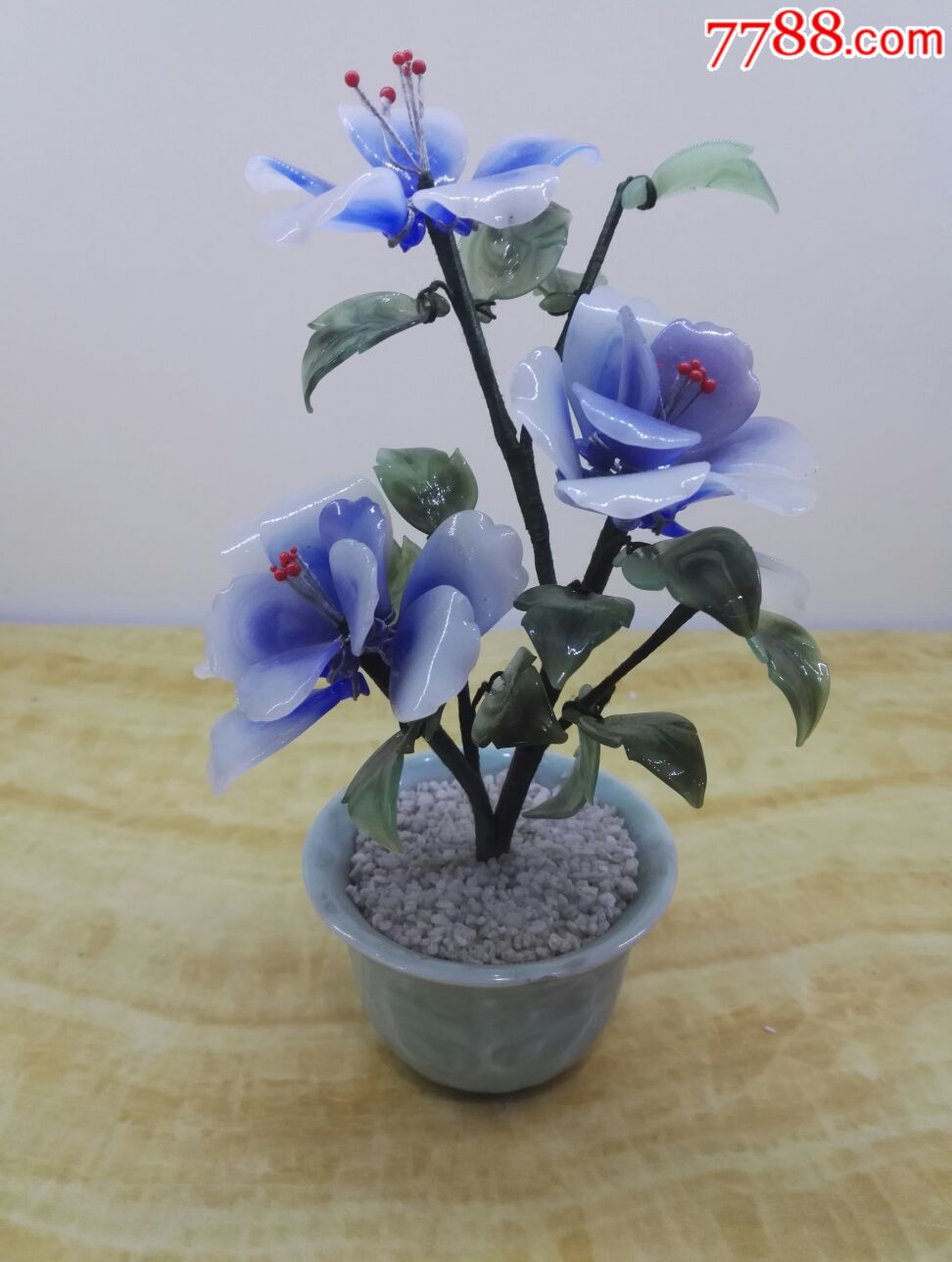 七十年代老琉璃花北京老料器盆景