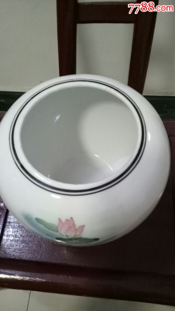 醴陵老瓷器群力瓷厂釉下五彩手绘八十年代荷花花面
