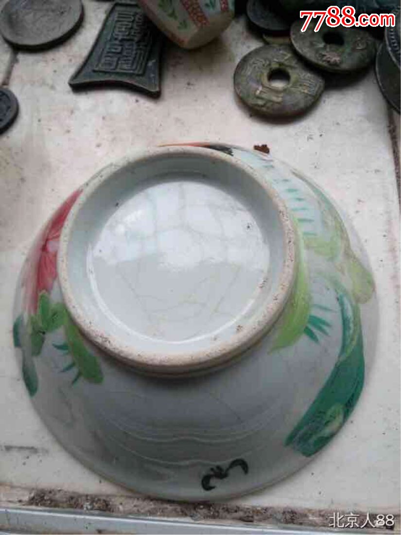 民国时期的老瓷器老瓷碗鸡公碗直径15厘米高5厘米
