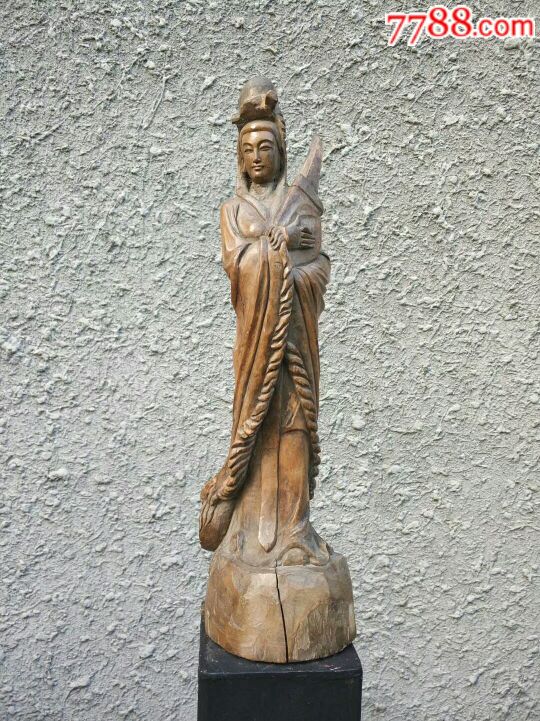 民国黄杨木雕王昭君出塞,高38厘米,底径10.5厘米,价780包邮.