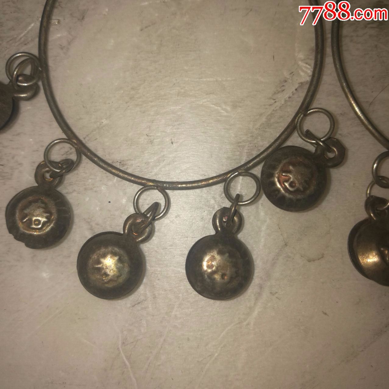 银饰一对手饰银铃铛银器古代小孩辟邪挂件包老