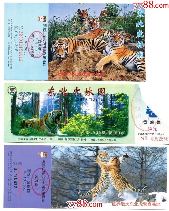 (黑龙江哈尔滨)东北虎林园门票6枚组
