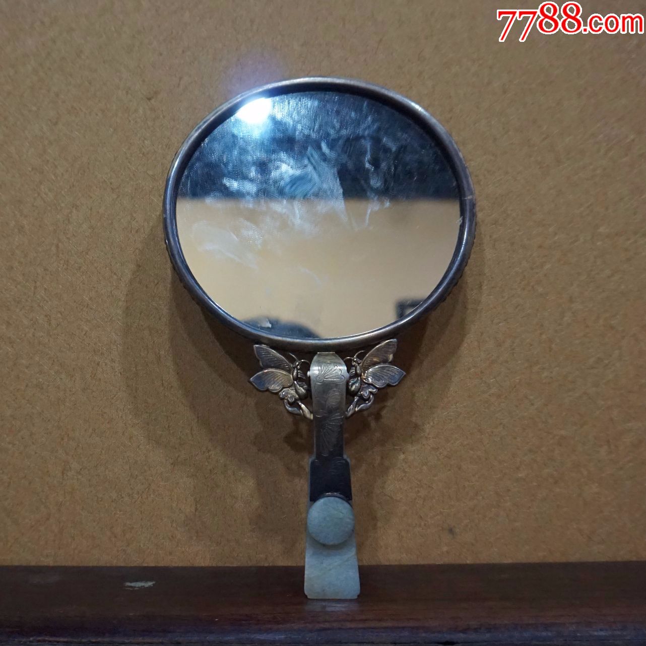 清代古董古玩杂项收藏品旧货玉器和田玉纯银玉带钩翡翠雕刻镜子