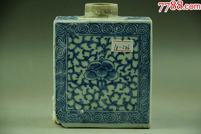 清代细路青花缠枝莲茶叶罐景德镇老瓷器包老包真陈设摆件收藏标本图片