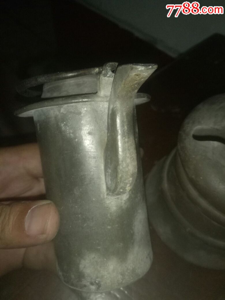 清代老锡质酒壶