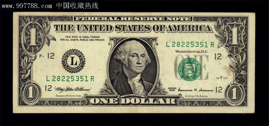 美元1元面值1999年版(L28225351R)