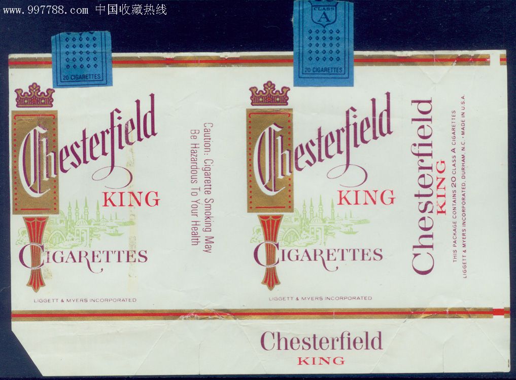 早期美国烟标"chesterfield"不同版式3种合售