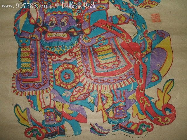 大尺幅**清代原版木版年画《神荼,郁垒》一对(两幅)