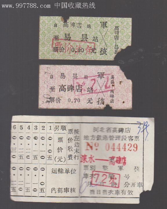 地方铁路火车票,高易铁3张