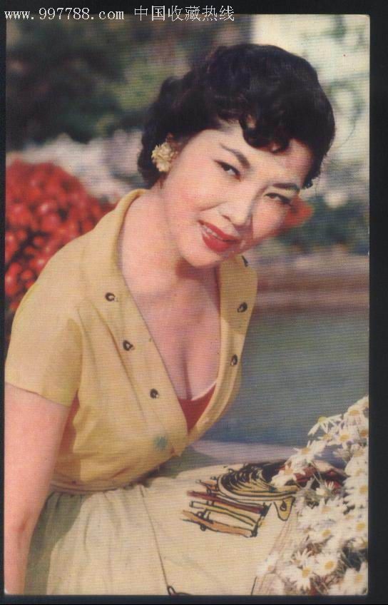 上世纪30-40年代香港影歌星李湄小姐偶像写真彩色画明信片正背面图