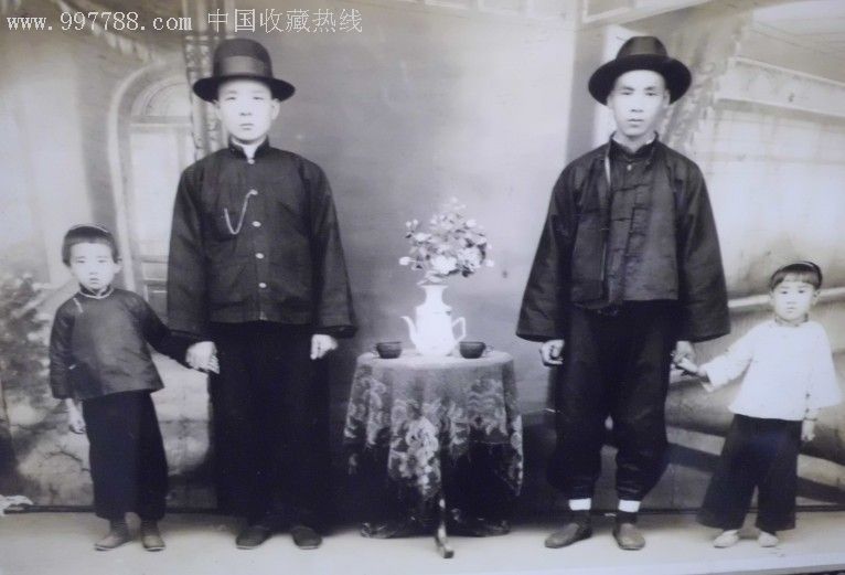 清代合影全家福,,带精美相框