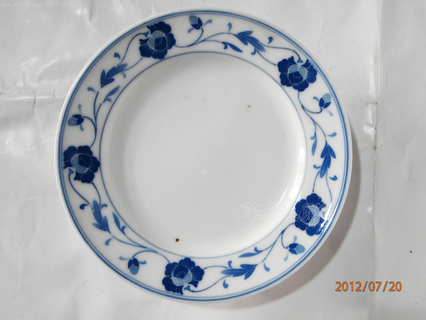 醴陵手绘青花釉下彩小盘五只