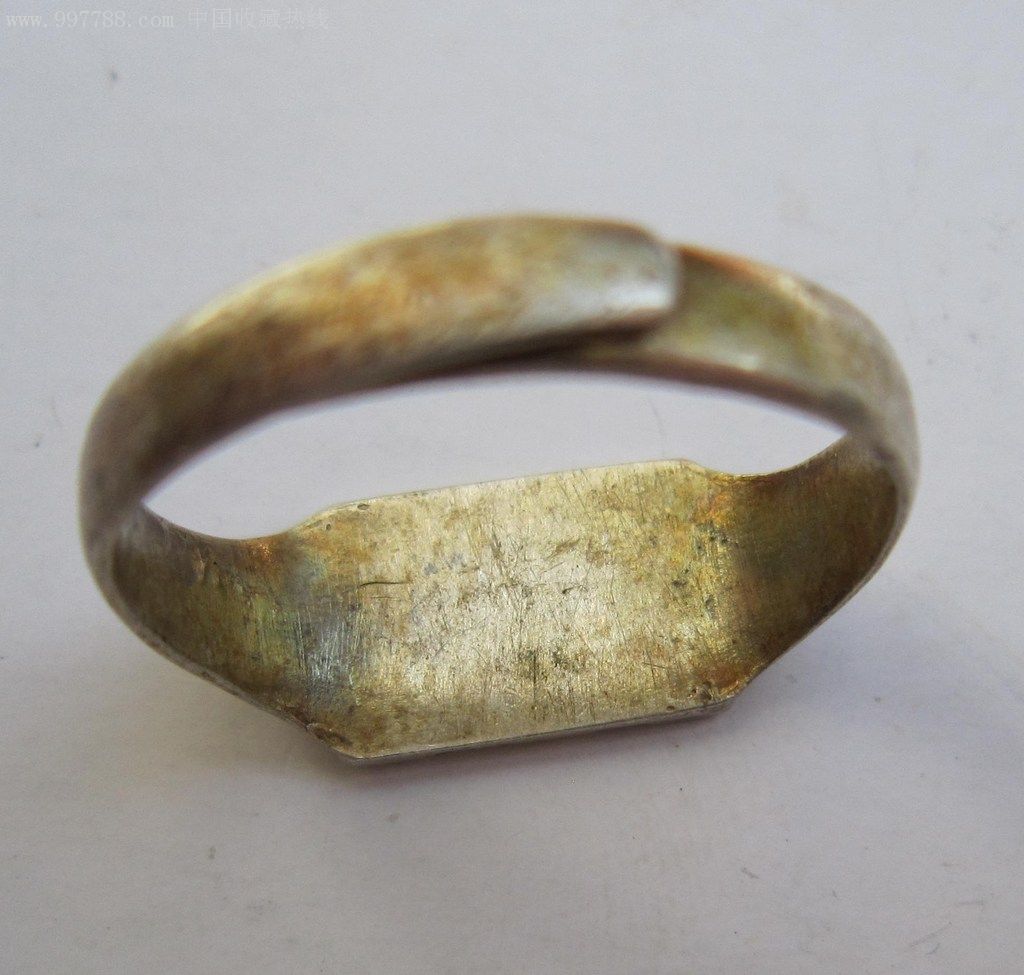 民国老银梅花英文戒