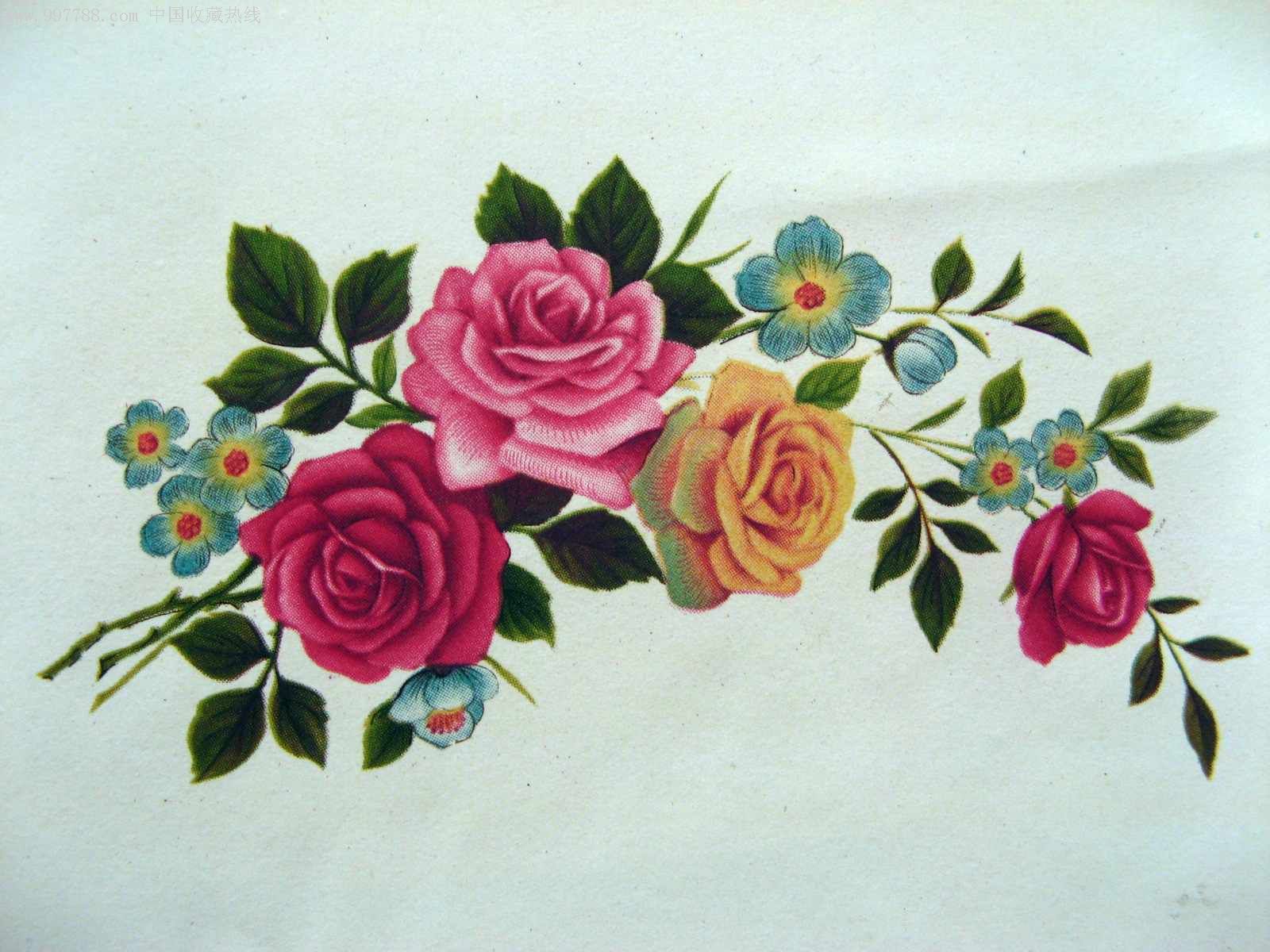 美术公司流出的工艺美术印刷样画装饰花卉图案3种