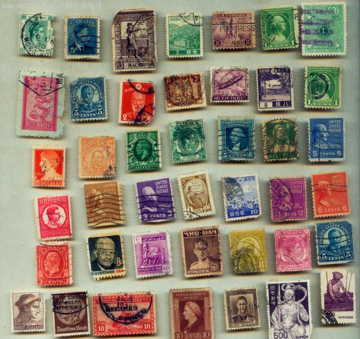 100枚老旧邮票,以境外为主,品相不一