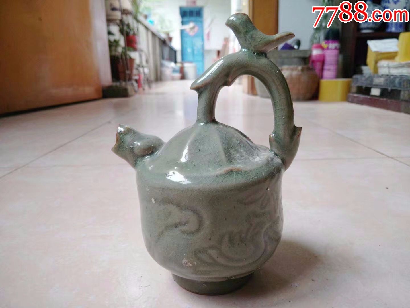 耀州窑刻花倒流壶