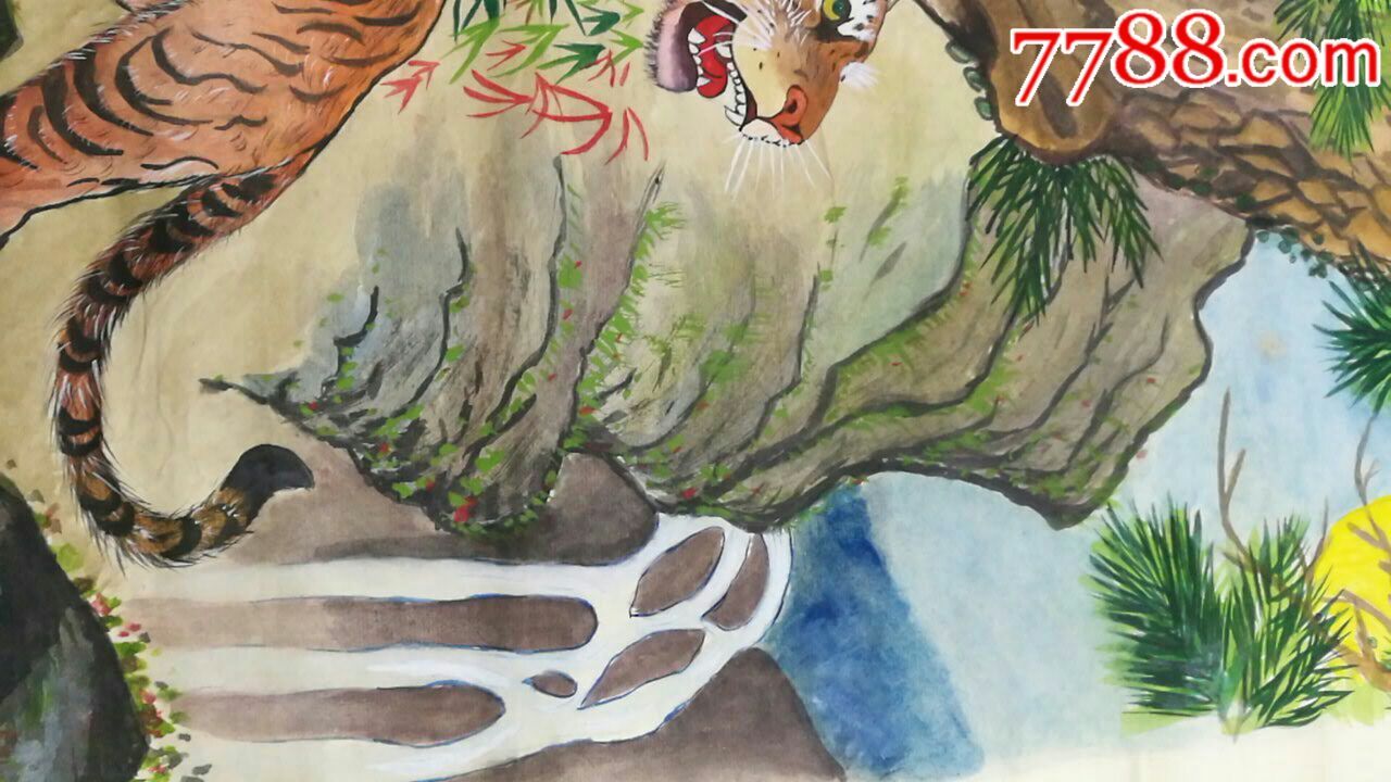 手绘年画(虎)_人物国画原作【安阳文革老电器】_第5张