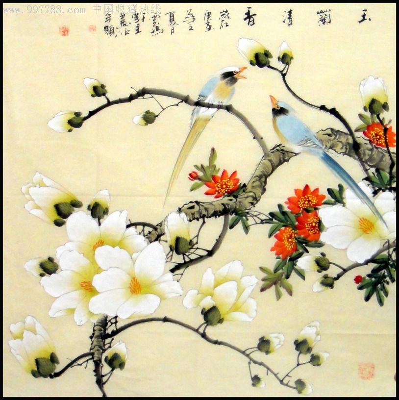 广西著名工笔画家白羽工笔斗方图(138*38,花鸟国画原作,禽鸟画原画