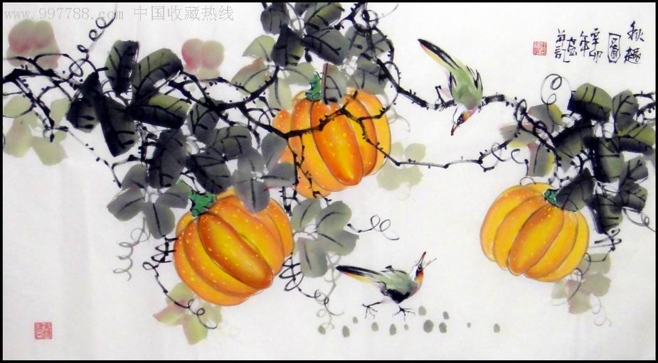 "秋趣图"横幅三尺整张100*50-zc1867976-花鸟国画原作
