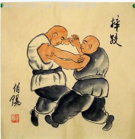 老北京人物小品摔跤真迹33厘米*33厘米