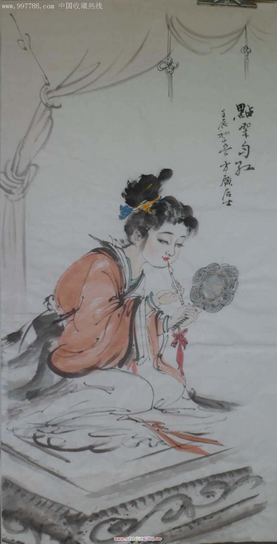 貂蝉拜月-人物国画原作--zc2732005-在线拍卖-7788